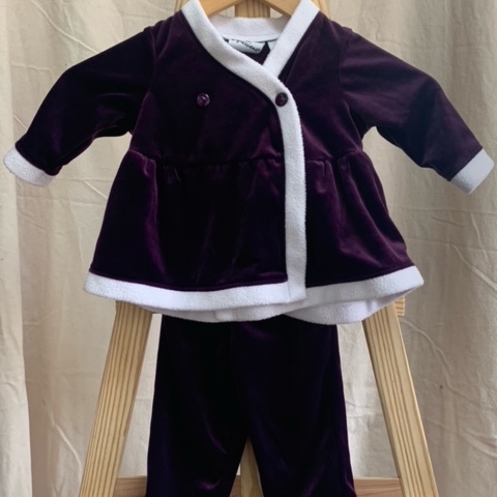 Expressions Royal Purple Velvet Outfit/Set - Size - 12mo